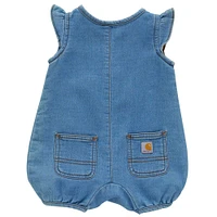 Girls' Short-Sleeve Denim Henley Romper (Infant)