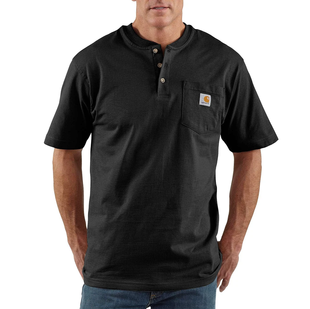 Loose Fit Heavyweight Short-Sleeve Pocket Henley T-Shirt