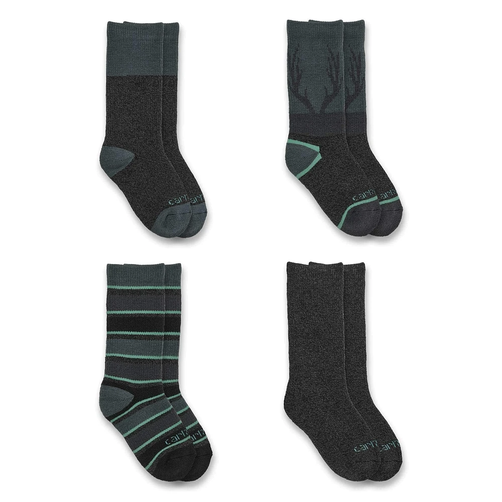 Kid's Heavyweight Crew Sock 4-Pack