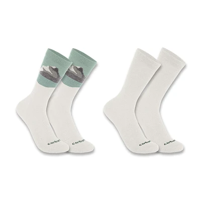 Women's Midweight Synthetic-Wool Blend Mountain Crew Sock 2-Pack