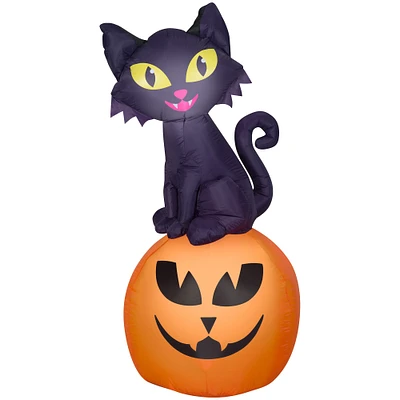 5.5ft. Airblown® Inflatable Halloween Cat on Pumpkin