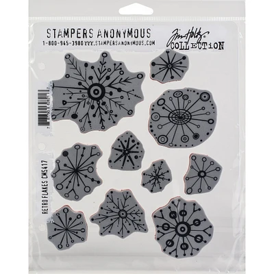 Stampers Anonymous Tim Holtz® Retro Flakes Cling Stamps