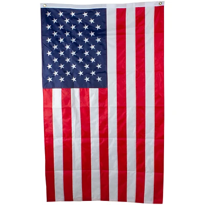 Red & Blue Patriotic Embroidered American Flag with Grommets