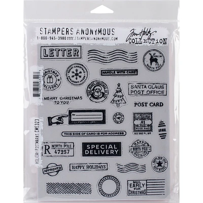 Stampers Anonymous Tim Holtz® Holiday Postmarks Cling Stamps Set