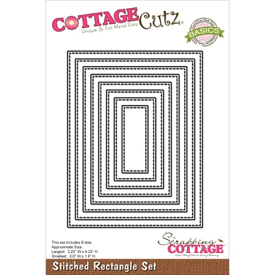 CottageCutz Basics Stitched Rectangle Dies, 8ct.