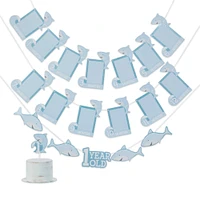 Kate Aspen® Shark Party 1st Birthday Milestone Photo Banner & Cake Topper Set