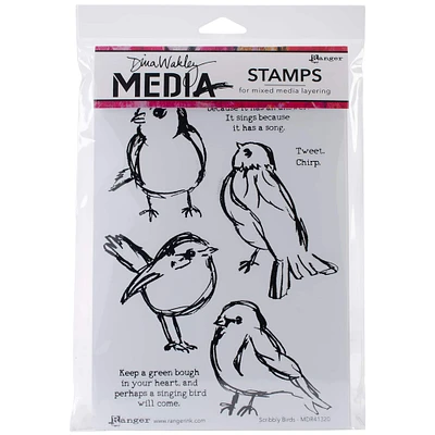 Dina Wakley Media Scribbly Birds Cling Stamps Set