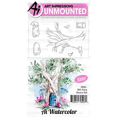 Art Impressions Fairy Doors Watercolor Cling Rubber Stamps Set