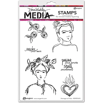 Dina Wakley Media Homage To Frida Cling Stamps 