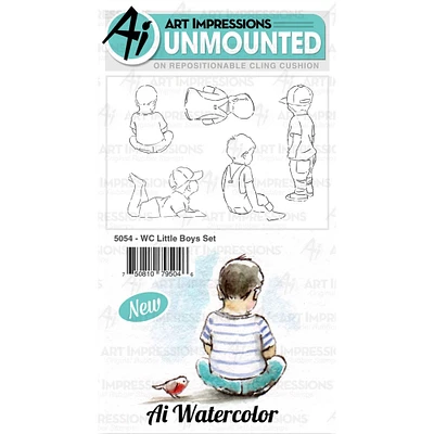 Art Impressions Watercolor Little Boys Cling Rubber Stamps