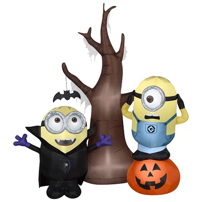 5.5ft. Airblown® Inflatable Halloween Minions with Tree and Pumpkin