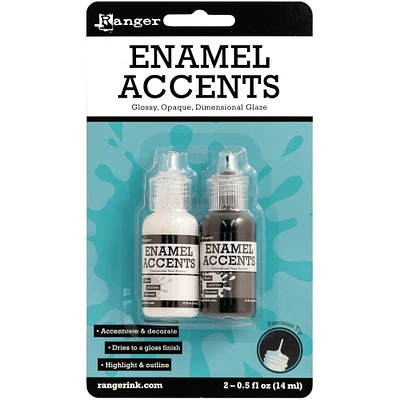 Ranger Black & White Enamel Accents Kit
