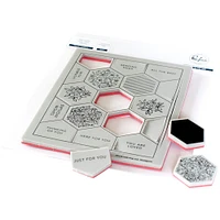 Pinkfresh Studio Pop-Out Hexagons Cling Rubber Background Stamp Set