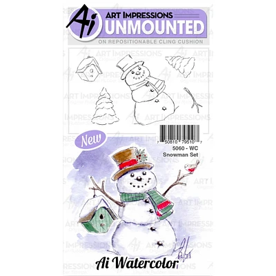 Art Impressions Watercolor Snowman Cling Rubber Stamps
