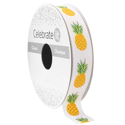 5/8'' x 7yd. Yellow Pineapple by Celebrate It® Classic