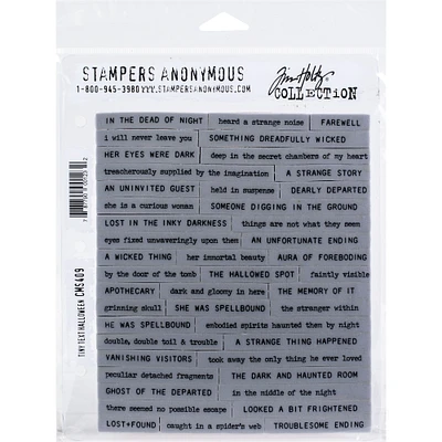 Stampers Anonymous Tim Holtz® Tiny Text Halloween Cling Stamps