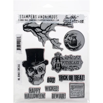 Stampers Anonymous Tim Holtz® Mr. Bones Cling Stamps Set