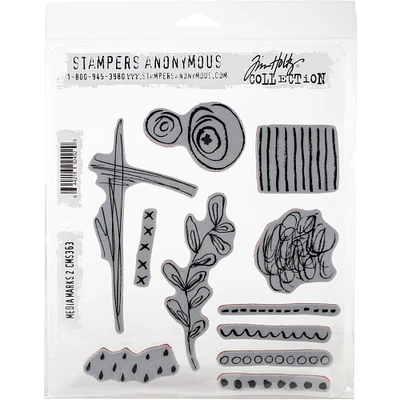Stampers Anonymous Tim Holtz® Media Marks #2 Cling Stamps
