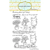 Colorado Craft Company Topiaries & Kitten Clear Stamps