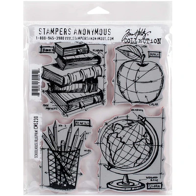 Stampers Anonymous Tim Holtz® Schoolhouse Blueprint Cling Stamps