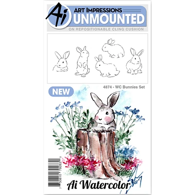 Art Impressions Watercolor Bunnies Cling Rubber Stamps