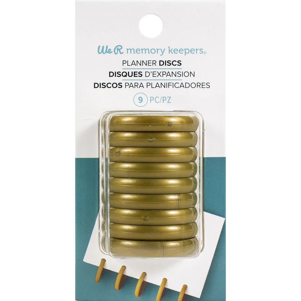 We R Memory Keepers® Gold Planner Discs, 9ct.