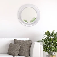 Patton Wall Decor Distressed White Rustic Round Mirror