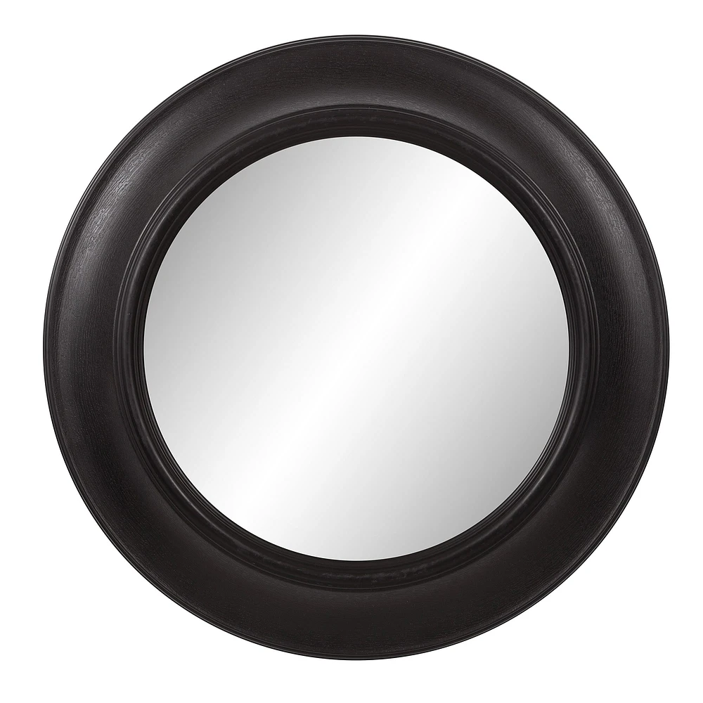 Patton Wall Decor Distressed Black Rustic Round Mirror