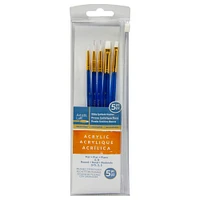 White Synthetic Acrylic Round & Flat 5 Pieces Brush Combo By Artist's Loft® Necessities™