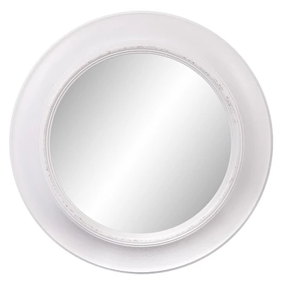 Patton Wall Decor Distressed White Rustic Round Mirror