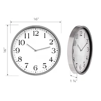 Patton Wall Decor Silver & White Round Essential Wall Clock