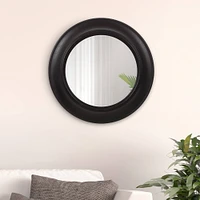 Patton Wall Decor Distressed Black Rustic Round Mirror