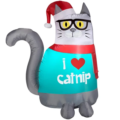 3.5ft. Airblown® Inflatable Outdoor Christmas Nerdy Cat 
