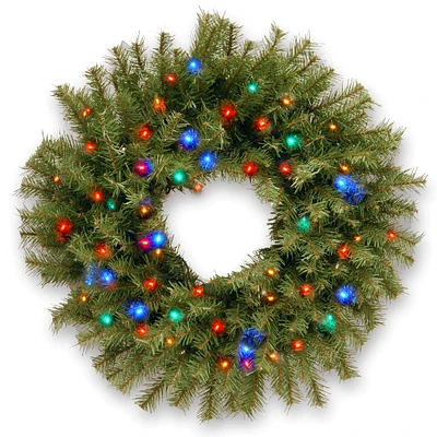 24" Norwood Fir Wreath With Multicolored LED Lights