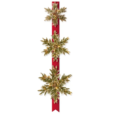18", 22", & 26" Triple Snowflake Door Décor Piece With Warm White Twinkle LED Lights