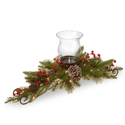 Feel Real® Bristle Berry Glass Candle Holder Centerpiece with LED Lights