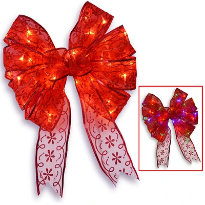 9" Red Bow With Dual Color® LED Lights