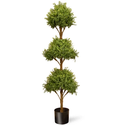 72" Mini Tea Leaf Triple Ball Topiary in Growers Pot