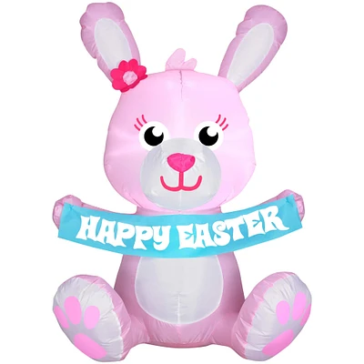 3ft. Airblown® Inflatable Outdoor Happy Easter Pink Bunny