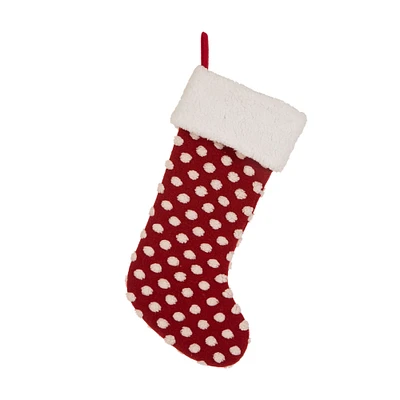 Glitzhome® 21" Polka Dot Fabric Christmas Decoation Stocking
