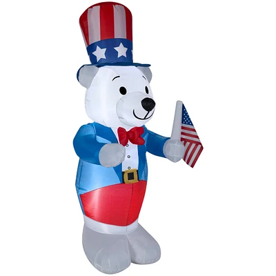 4ft. Airblown® Inflatable White Fourth of July Bear