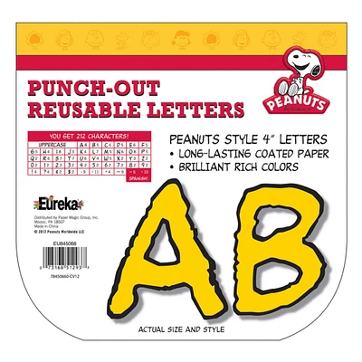 Peanuts® 4" Yellow Punch Out Reusable Letters