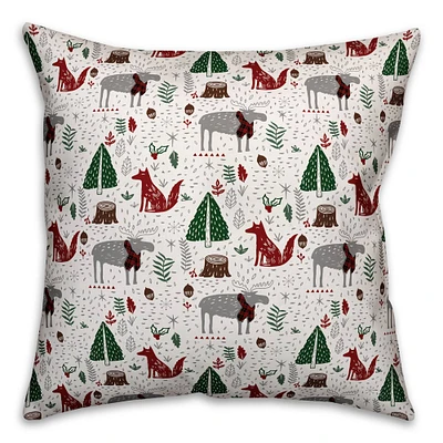 Christmas Woodland Creatures Throw Pillow