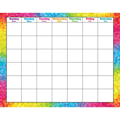 Trend Enterprises® Colorful Brush Strokes Wipe-Off® Monthly Calendar, Pack of 6