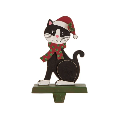 Glitzhome® Wooden & Metal Cat Christmas Stocking Holder