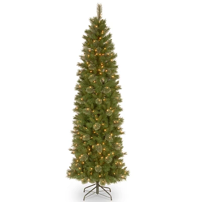 6.5ft. Pre-Lit Tacoma Pine Pencil Slim Artificial Christmas Tree, Clear Lights