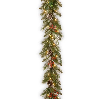 9ft. Frosted Pine Berry Collection Garland, Clear Lights