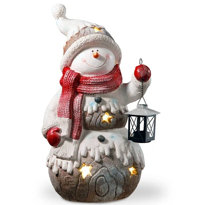 21" Snowman Holding Lantern, LED Lights