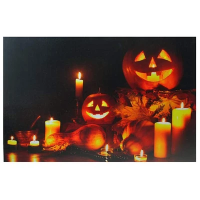 Halloween Harvest Jack-o-Lanterns LED Canvas Wall Art