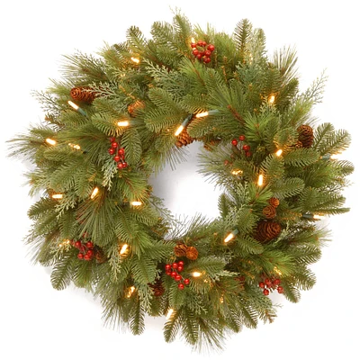 24" Noelle Wreath with 30ct. Soft White LED Battery Operated Lights